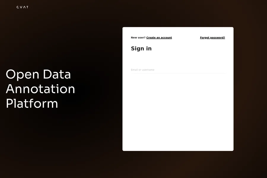 Screenshot of the CVAT annotation platform