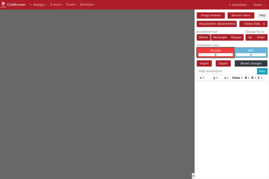 Screenshot of the CytoBrowser microscopy image viewer